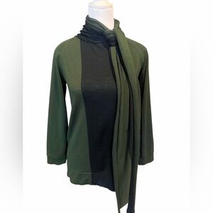 Chloe Olive/Black Colorblock Scarf Wrap Sweater‎ Wool Blend Size 0
